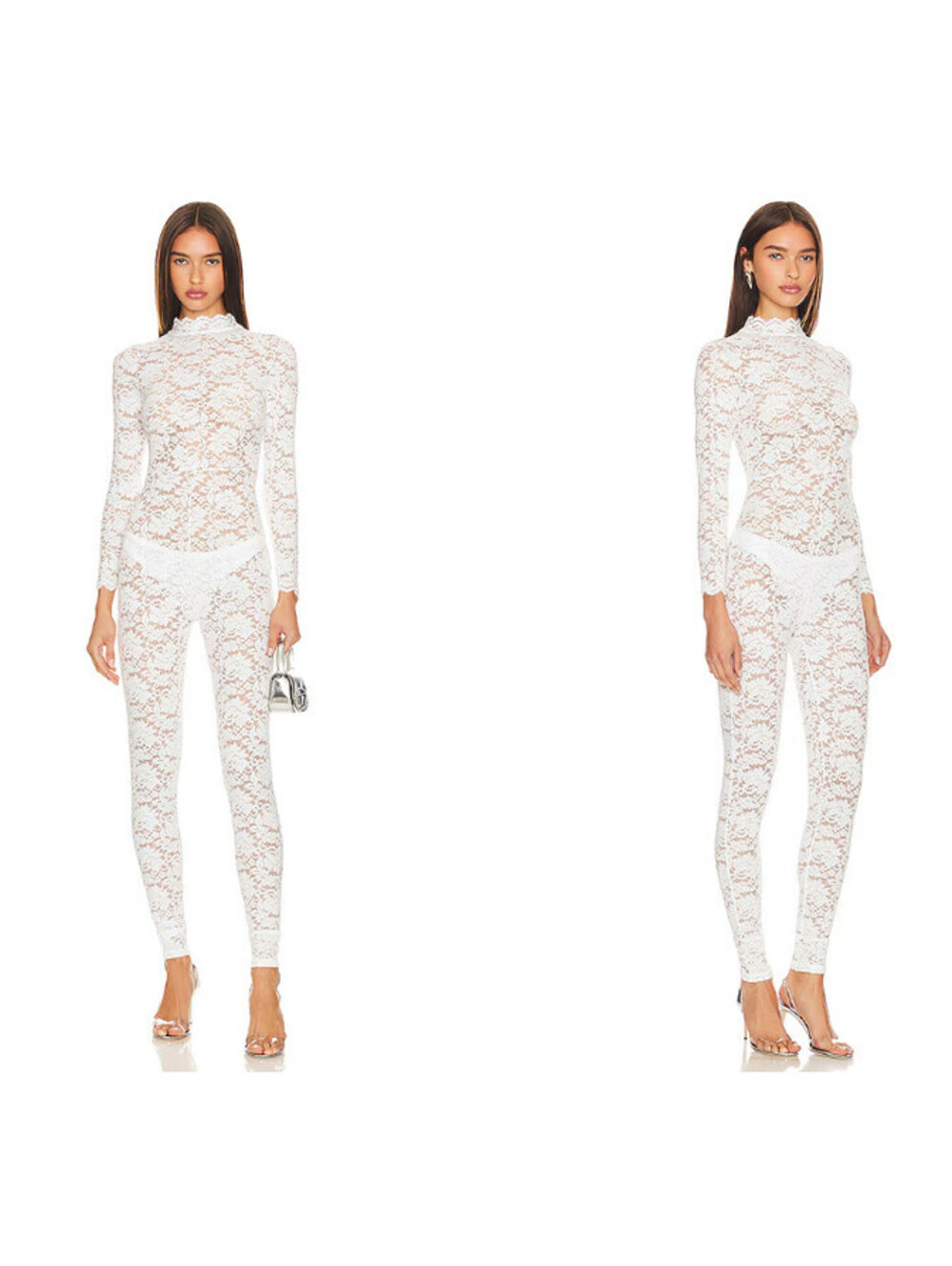 Kim Shui Lace Jumpsuit white long sleeve sheer size M NWT $298msrp